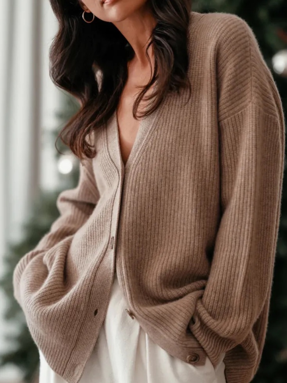 Jenni Kayne Cashmere Cocoon Cardigan, Undyed Stone, Size S - Picture 6 of 6